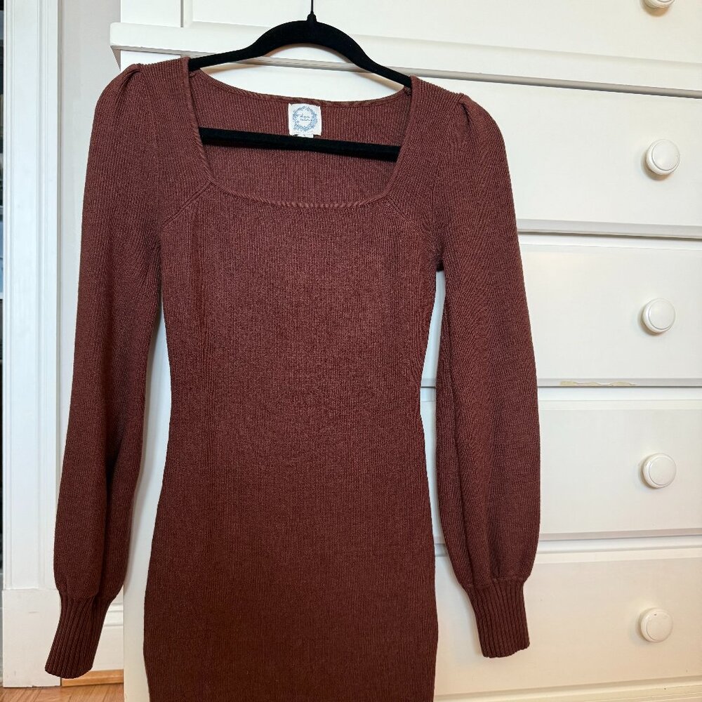 Blue Rain Brown Knit Bodycon Sweater Dress